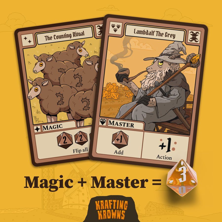 Krafting Krowns cards laid out in play
